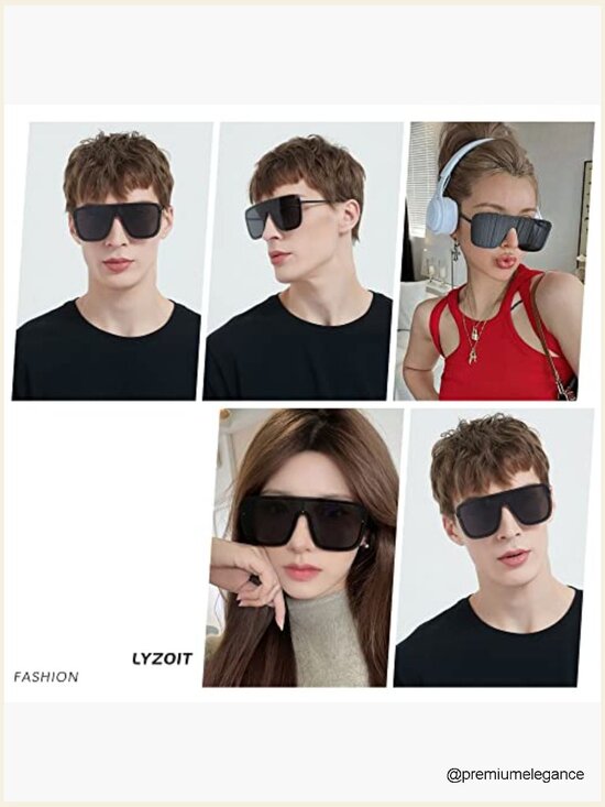 Rimless Oversized Square Sunglasses, Flat Top Shield Frameless main image 7